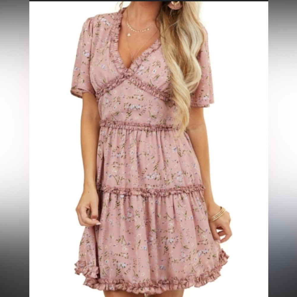 Adorable Floral women Dress in Soft Pink